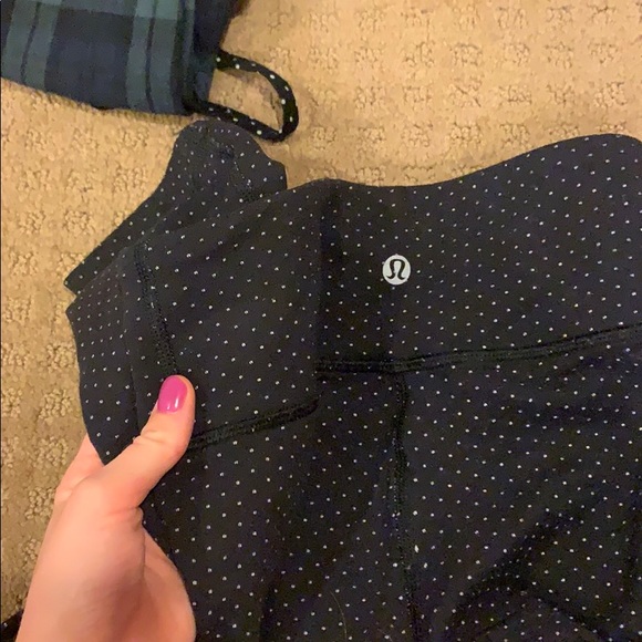 Black lululemon pants with small white polka dots - Picture 1 of 4